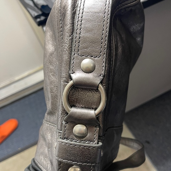 Leather Coach crossbody purse in a pewter color. - Picture 8 of 8